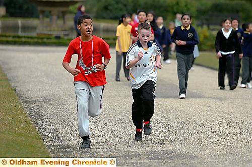 RUNNING men . . . Rui D’Adva and Ellis Payne were the first Broadfield pupils across the finishing line at Alexandra Park 