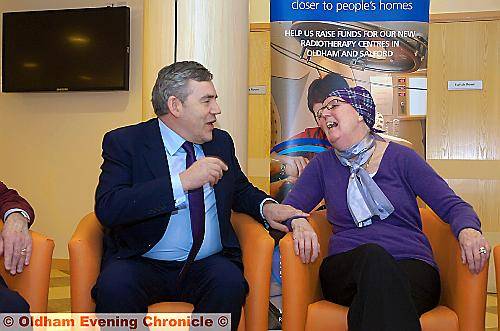 Frances Cummins, from Shaw, shares a joke with the Prime Minister 
