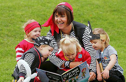 Janet and youngsters take part in a pirate themed event at Alexandra Park as part of National Bookstart Day Janet and youngsters take part in a pirate themed event at Alexandra Park as part of National Bookstart Day