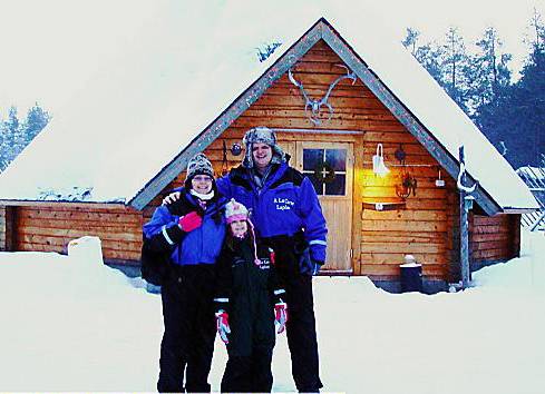 AT last . . . Dave, Jannette and Sophie when they eventually made it to Lapland AT last . . . Dave, Jannette and Sophie when they eventually made it to Lapland