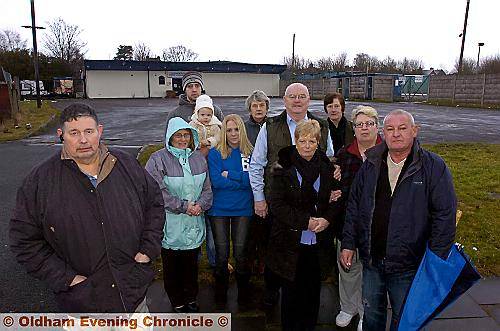 Ron Wise (left) with residents opposing the move outside the White Bank Stadium and club house 