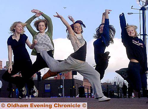 OLDHAM COLLEGE dancers; l-r Jessica Smithies, Helen Andrew, Sophie Etheridge, Becky Smith and Samantha Irving. OLDHAM COLLEGE dancers; l-r Jessica Smithies, Helen Andrew, Sophie Etheridge, Becky Smith and Samantha Irving.
