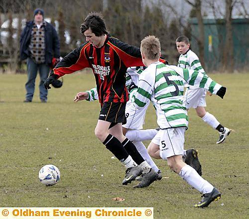 Matt Goulding, of Chadderton Juniors FC under-13s, lines up a shot