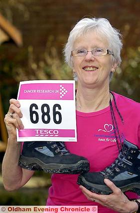 ALL set . . . Susan Morgan prepares for the race ALL set . . . Susan Morgan prepares for the race