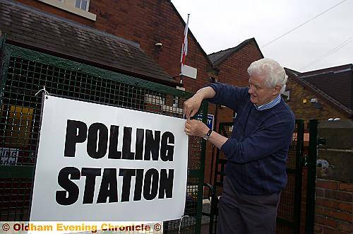 LET the voting begin . . . Alan Ellison gets Springhead Community Centre ready for voters this morning LET the voting begin . . . Alan Ellison gets Springhead Community Centre ready for voters this morning