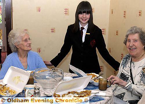 The Radclyffe School’s Year 7 student Hannah Kenyon with residents Jack Bradley, Hilda Ferrier, Dora Munro and Ruth Gwennett at Yew Tree Residential Care Home, Chadderton. The Radclyffe School’s Year 7 student Hannah Kenyon with residents Jack Bradley, Hilda Ferrier, Dora Munro and Ruth Gwennett at Yew Tree Residential Care Home, Chadderton.