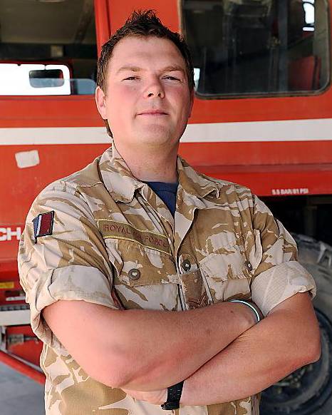 RAF Sgt Steve Pickston . . . high praise for fighting a massive fire RAF Sgt Steve Pickston . . . high praise for fighting a massive fire