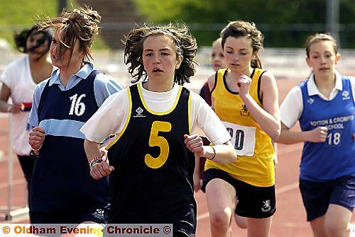 LEADING THE WAY: Blue Coat’s Katie Zelem in front in the 1,500m Year Nine final. 