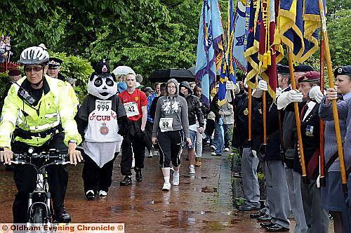 BEST foot forward... walkers filed past armed services representatives as they set out from Coalshaw Green Park BEST foot forward... walkers filed past armed services representatives as they set out from Coalshaw Green Park