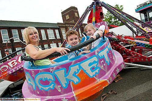 Fairground fun for former Counthill pupil Diane Haslam, her son Joe Wolfenden and niece Ella Wild 