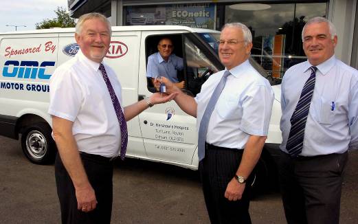 Back in business . . . (from left) Brian Hurst, volunteer driver Barrie Giddens, Robin Eglin (OMC Director) and Steve McGlynn (OMC manager) Back in business . . . (from left) Brian Hurst, volunteer driver Barrie Giddens, Robin Eglin (OMC Director) and Steve McGlynn (OMC manager)