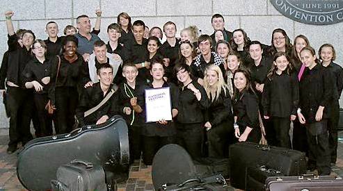 CHAMPIONS . . . Bare Trees Community Band with its award 