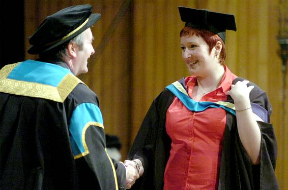 INSPIRATION . . . Gillian Chester receives her degree 