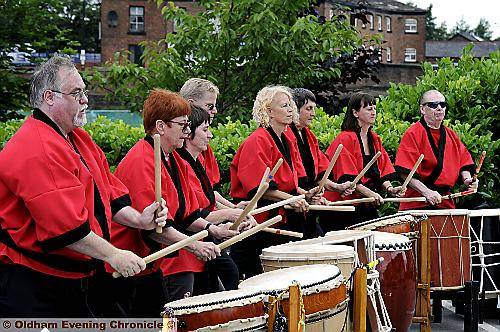 DRUMMING up interest . . . Tantara Taiko entertain at the festival launch 