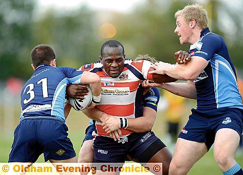 FAMILIAR FACE . . . Swinton Lions forward Phil Joseph (centre) will line up against his former club on Sunday. 
