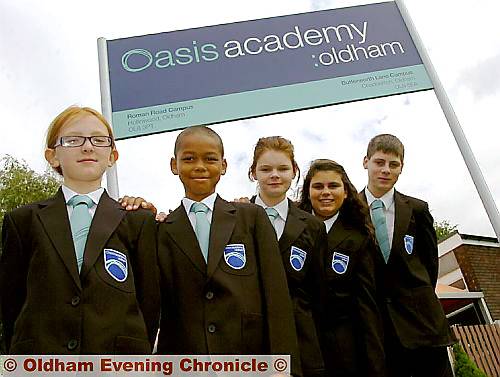 SPECIAL start . . . Oasis Academy Oldham students Rebecca Murphy, Nathan Devaney, Kimberley Hinchliffe, Alecia McKenzie and Zack Conway on the Butterworth Lane campus (former South Chadderton School).
SPECIAL start . . . Oasis Academy Oldham students Rebecca Murphy, Nathan Devaney, Kimberley Hinchliffe, Alecia McKenzie and Zack Conway on the Butterworth Lane campus (former South Chadderton School).