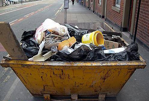 YOU won’t skip a fine . . . a takeaway owner dumped rubbish into this skip in Hathershaw YOU won’t skip a fine . . . a takeaway owner dumped rubbish into this skip in Hathershaw
