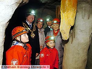 STALACTITES... Cameron Heap and Maddison Smith join, from left, Oldham Mayor Councillor Richard Knowles, Youth Mayor Chantel Birtwistle, centre manager Dave Falconridge and Mayoress Valerie Knowles in the caves. STALACTITES... Cameron Heap and Maddison Smith join, from left, Oldham Mayor Councillor Richard Knowles, Youth Mayor Chantel Birtwistle, centre manager Dave Falconridge and Mayoress Valerie Knowles in the caves.