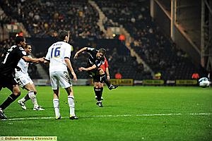 WHAT A STRIKE . . . James Wesolowski fires home his third goal in two games to make it 3-3 at Deepdale.
WHAT A STRIKE . . . James Wesolowski fires home his third goal in two games to make it 3-3 at Deepdale.