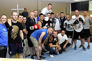 GALLANT . . . the charity boxers who raised money for Christie’s at the Holy Family Church in Failsworth 
