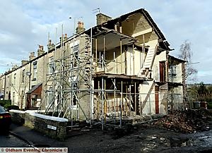 SCAFFOLDING in place after council enforcement officers were called in