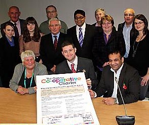 Signing: Front row: Cllr Barbara Dawson, Jim McMahon and Cllr Shoab Akhtar;
Middle row: Iona Dixon and Emma O'Donnal, Cllr Dave Hibbert, Cllr Abdul Jabbar, Cllr Jean Stretton, and Liz Windsor-Welsh Signing: Front row: Cllr Barbara Dawson, Jim McMahon and Cllr Shoab Akhtar;
Middle row: Iona Dixon and Emma O'Donnal, Cllr Dave Hibbert, Cllr Abdul Jabbar, Cllr Jean Stretton, and Liz Windsor-Welsh