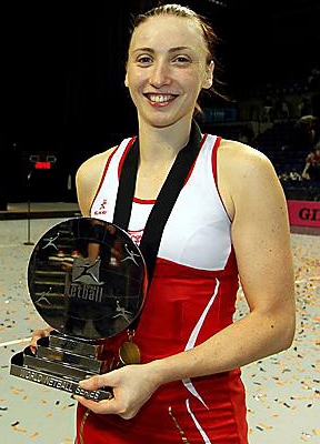 PROUD: England captain Jade Clarke holds the trophy. 