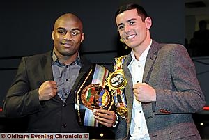 COMMONWEALTH welterweight champion Denton Vassell (left) with British lightweight champion Anthony Crolla. 
