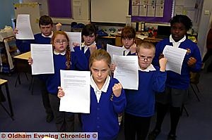 Year 6 pupils at St Hugh’s with their letter to the Chronicle Editor.
Year 6 pupils at St Hugh’s with their letter to the Chronicle Editor.