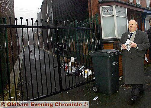 Eric Pickles – in Belgrave Road, Hathershaw – on his visit to Oldham Eric Pickles – in Belgrave Road, Hathershaw – on his visit to Oldham