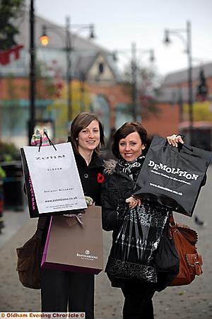 Tawnia Parsey and Rachel Bates (Oldham Sixth Form College staff) shopping in their lunch hour. 
