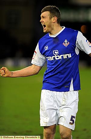 WE’VE DONE IT . . . Zander Diamond celebrates the victory that earned Athletic a trip to Anfield. WE’VE DONE IT . . . Zander Diamond celebrates the victory that earned Athletic a trip to Anfield.
