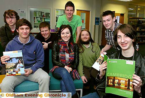 OXBRIDGE bound (from the left) Thomas Miller, Joe Kidd, Robert Holt, Bethany Cox, Joshua Matley, Morgan Gibson, Ryan Murphy and Liam Ratcliffe. OXBRIDGE bound (from the left) Thomas Miller, Joe Kidd, Robert Holt, Bethany Cox, Joshua Matley, Morgan Gibson, Ryan Murphy and Liam Ratcliffe.