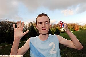 CLEAN SWEEP . . . Adam Howard celebrates after clinching a fifth schools title. CLEAN SWEEP . . . Adam Howard celebrates after clinching a fifth schools title.