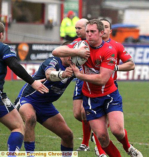Jason Boults powers through the Swinton defence, but to no avail
Jason Boults powers through the Swinton defence, but to no avail