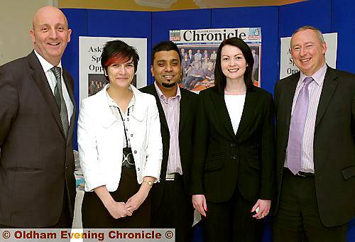 Chronicle Editor Dave Whaley, left, with some of the guest, from left, Laura Cullen, Pearson Hinchliffe Solicitors; Roman Choudhry, Chadderton Auto Repairs; Caroline Chorlton, Chorlton Planning Ltd; and Stephen Heywood, senior manager at Lloyds TSB Commercial Chronicle Editor Dave Whaley, left, with some of the guest, from left, Laura Cullen, Pearson Hinchliffe Solicitors; Roman Choudhry, Chadderton Auto Repairs; Caroline Chorlton, Chorlton Planning Ltd; and Stephen Heywood, senior manager at Lloyds TSB Commercial