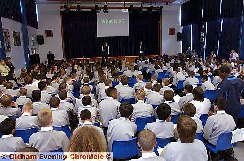 PUPILS cram into the hall at North Chadderton School to take part in the world record attempt.
