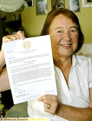 HONOUR... Jackie Duffy with the letter informing her about being awarded the Order of Mercy HONOUR... Jackie Duffy with the letter informing her about being awarded the Order of Mercy