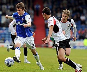 FORWARD THRUST . . . Ryan Brooke bears down on goal. 