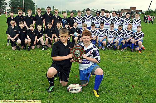 ALL TO PLAY FOR: Failsworth captain Lewis North (left) and Saddleworth counterpart Oliver Russell line up before the Year Seven final at Oldham RUFC