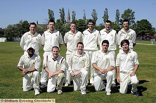 Werneth CC, 2011 (l-r): back row: Joe Taylor, John Slater, Matthew Taylor, Mark Dronsfield, Ian Dronsfield, Michael Wilson. Front: Hasnain Abbas (professional), Jonathan Foxall, Andy Walker (captain), Franco Lenhardt, Lewis Ashton.
Werneth CC, 2011 (l-r): back row: Joe Taylor, John Slater, Matthew Taylor, Mark Dronsfield, Ian Dronsfield, Michael Wilson. Front: Hasnain Abbas (professional), Jonathan Foxall, Andy Walker (captain), Franco Lenhardt, Lewis Ashton.