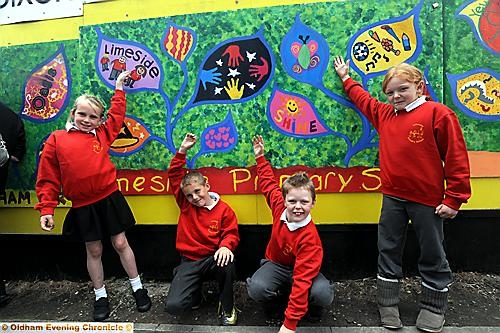 WE did this . . . Limeside pupils (from left) Ebony Ogden, Brooklyn Ward and Mathias and Maisy Newberry show off their work.
