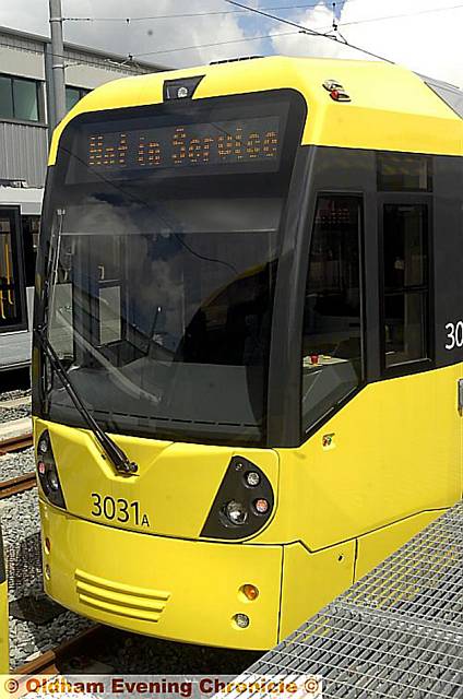 NOT in service: Oldhamers will have to wait until March next year to use this new tram from Mumps 