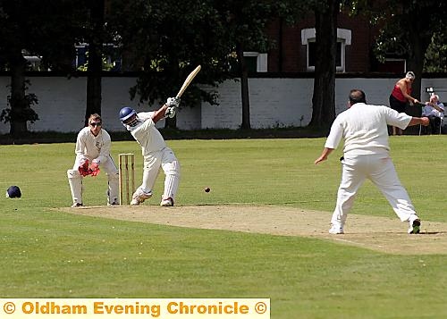 HasnaIn Abbas facing for Werneth in their derby clash with Oldham, which ended in defeat.  
