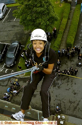 WISH me luck... a nervous smile from Cora Kirk as she takes the plunge 