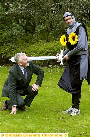 KNIGHT OF NIGHTS ... London Marathon runner Dr Alan Nye bestowed his own special honour on Brian Hurst in the run-up to the fundraising race in 2009. 
