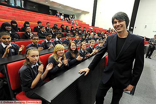 Oldham Academy North and North Chadderton school pupils with Brian Cox 
