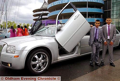 A stretch limo ensured a grand entrance for Mohammed Abdul Kadir (left) and Atta Ur Rehman