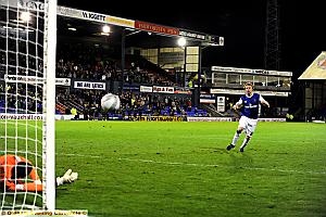 SPOT-KICK PAIN: Athletic's Chris Taylor sees his penalty saved by Carlisle's Adam Collin. SPOT-KICK PAIN: Athletic's Chris Taylor sees his penalty saved by Carlisle's Adam Collin.
