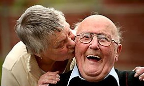 YOU’RE still my hero after all these years: George’s wife Gladys gives him a peck on the cheek YOU’RE still my hero after all these years: George’s wife Gladys gives him a peck on the cheek
